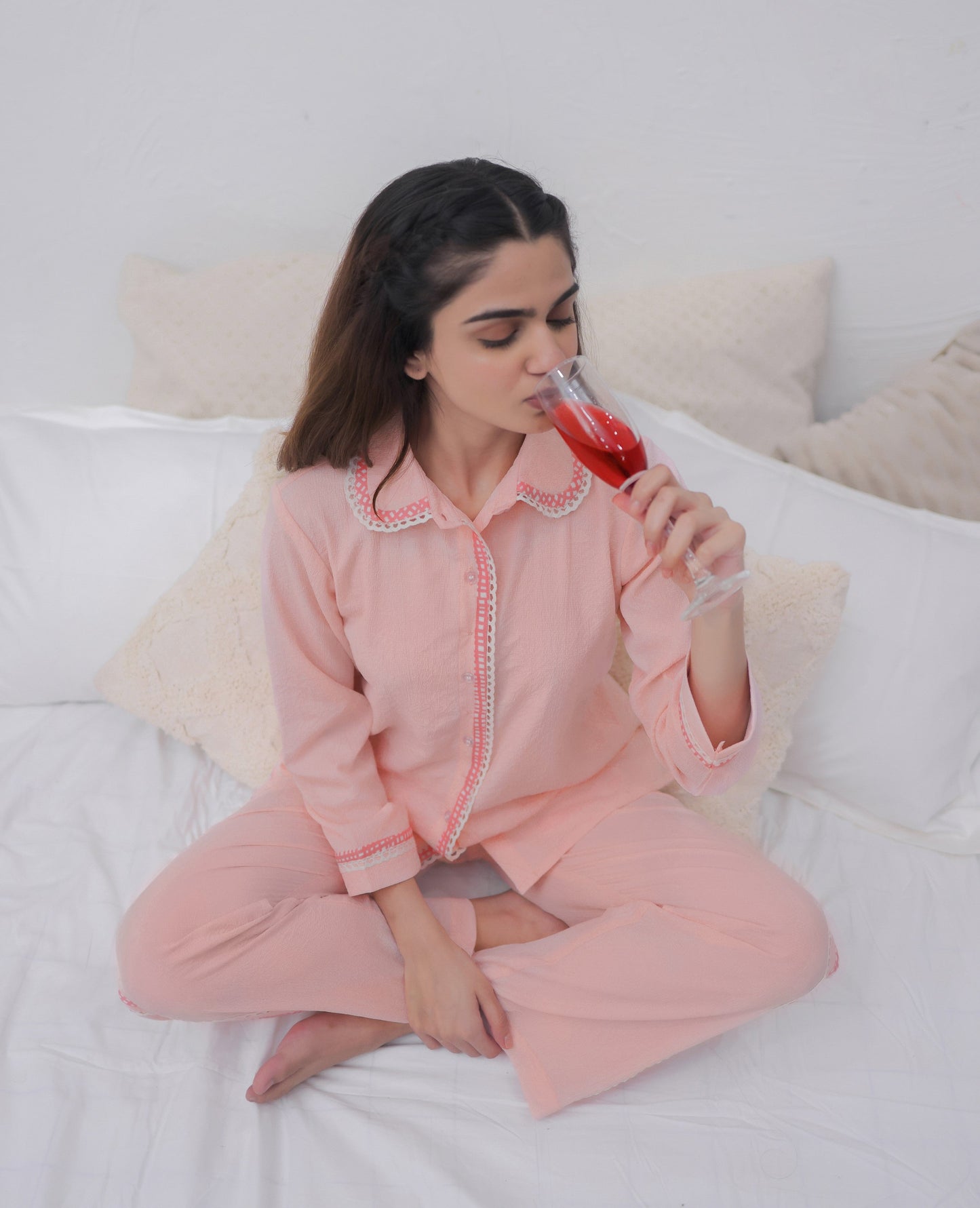 Baby Pink Textured PJ Set House of Comfort