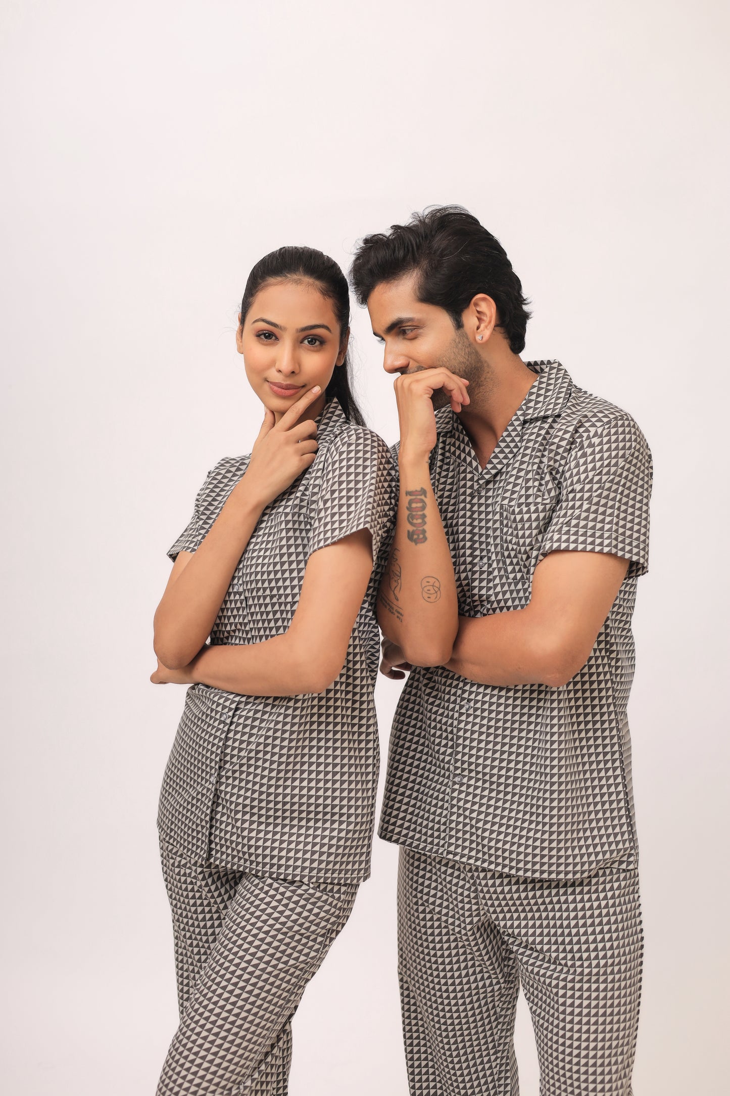 The Monochrome Magic Couple PJ Set-Male thehouseofcomfort