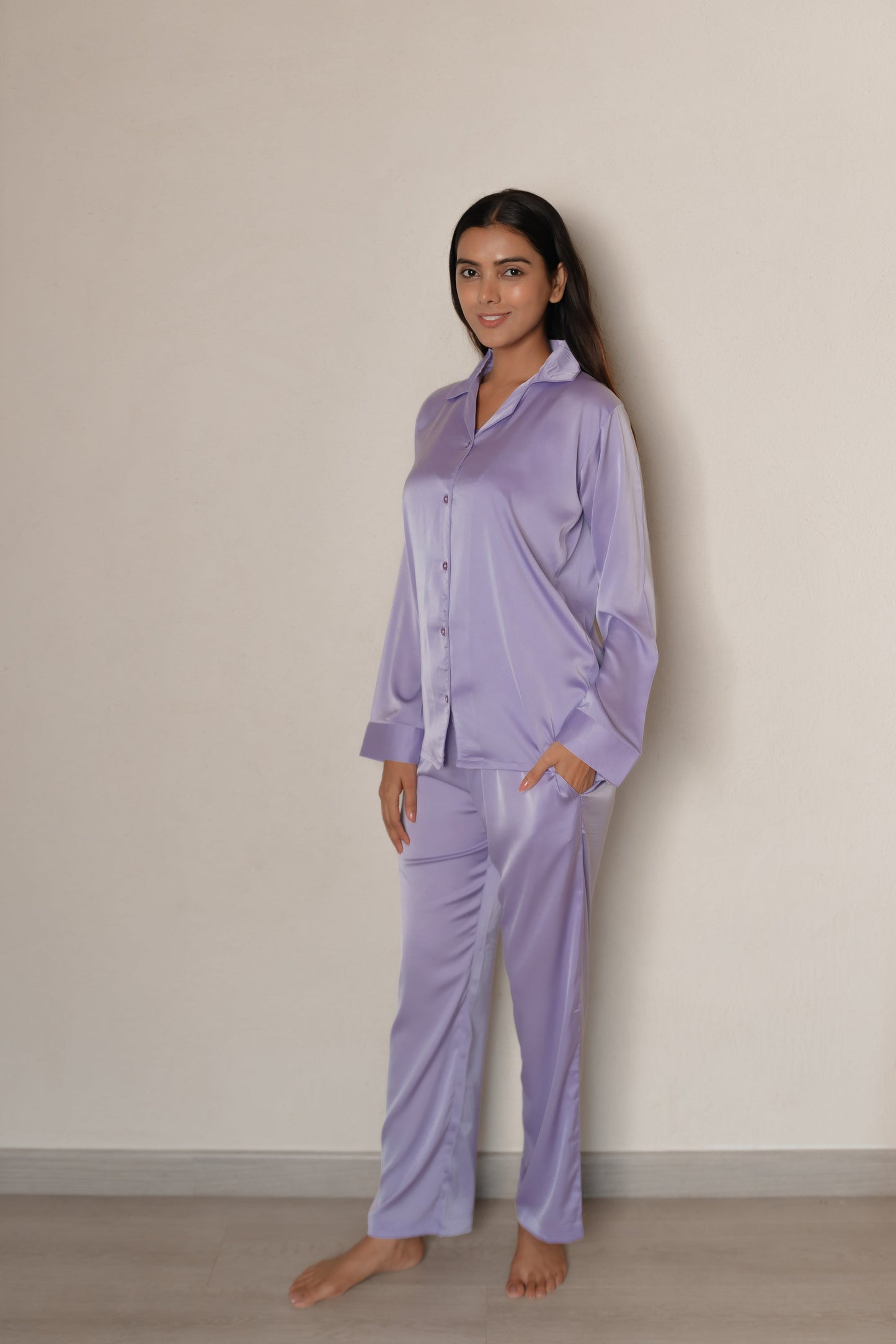 Soft Purple Luxe Satin PJ Set House of Comfort