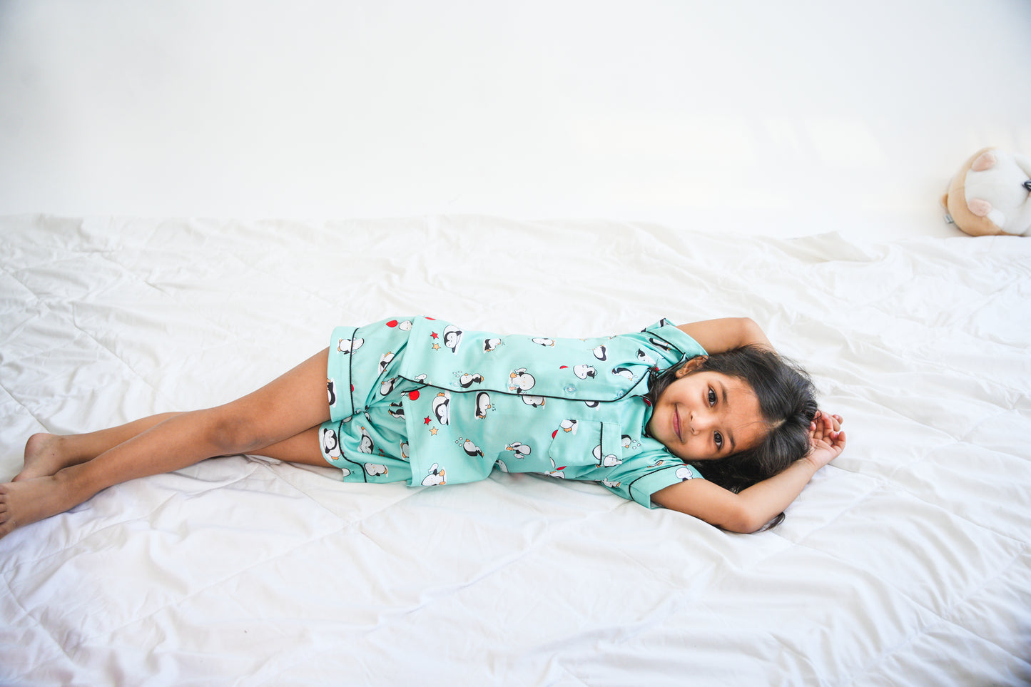 Cozy Penguin Printed Shorts Set thehouseofcomfort