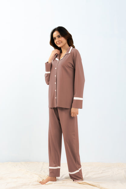 Rosy Brown Lycra PJ Set