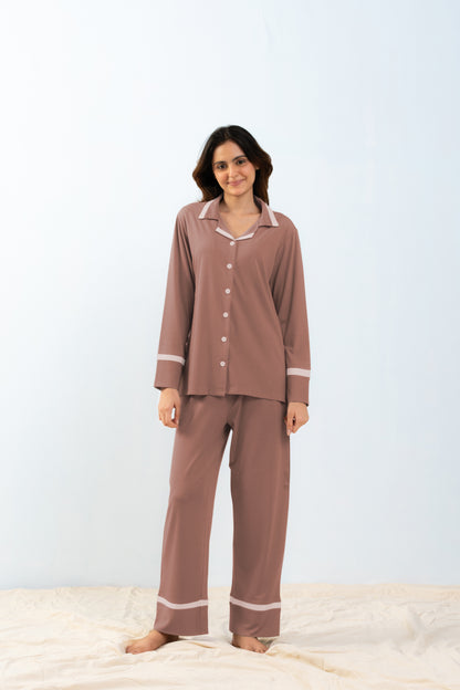 Rosy Brown Lycra PJ Set