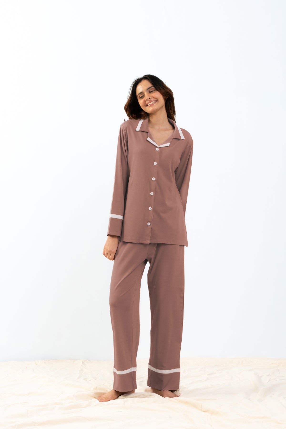 Rosy Brown Lycra PJ Set