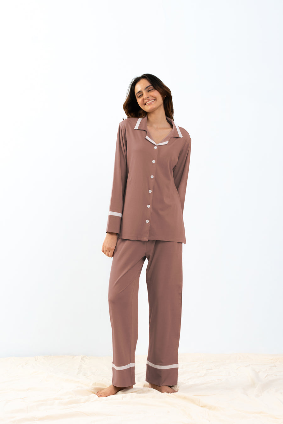 Rosy Brown Lycra PJ Set