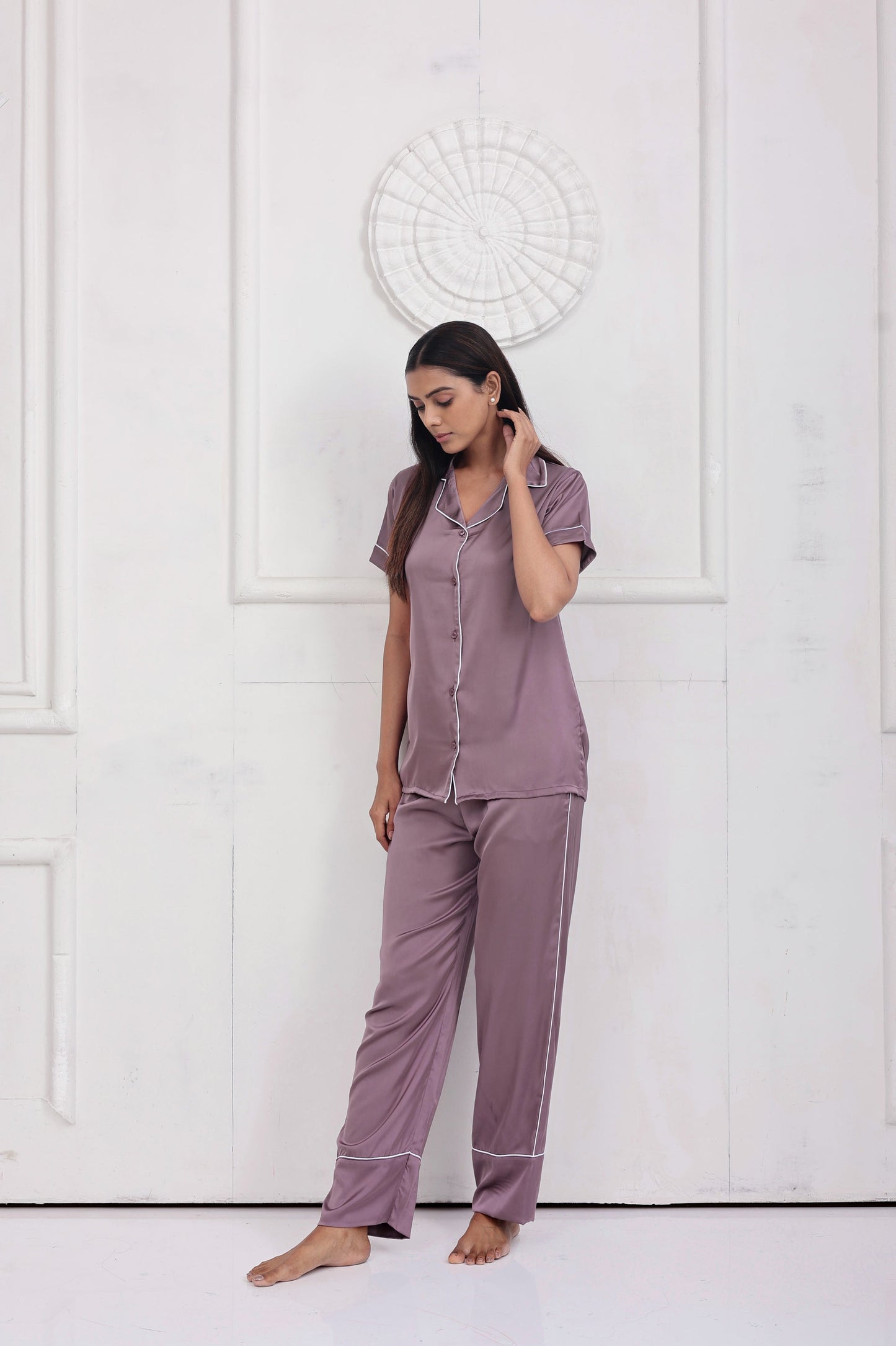 Dark Lilac Luxe Satin PJ Set House of Comfort