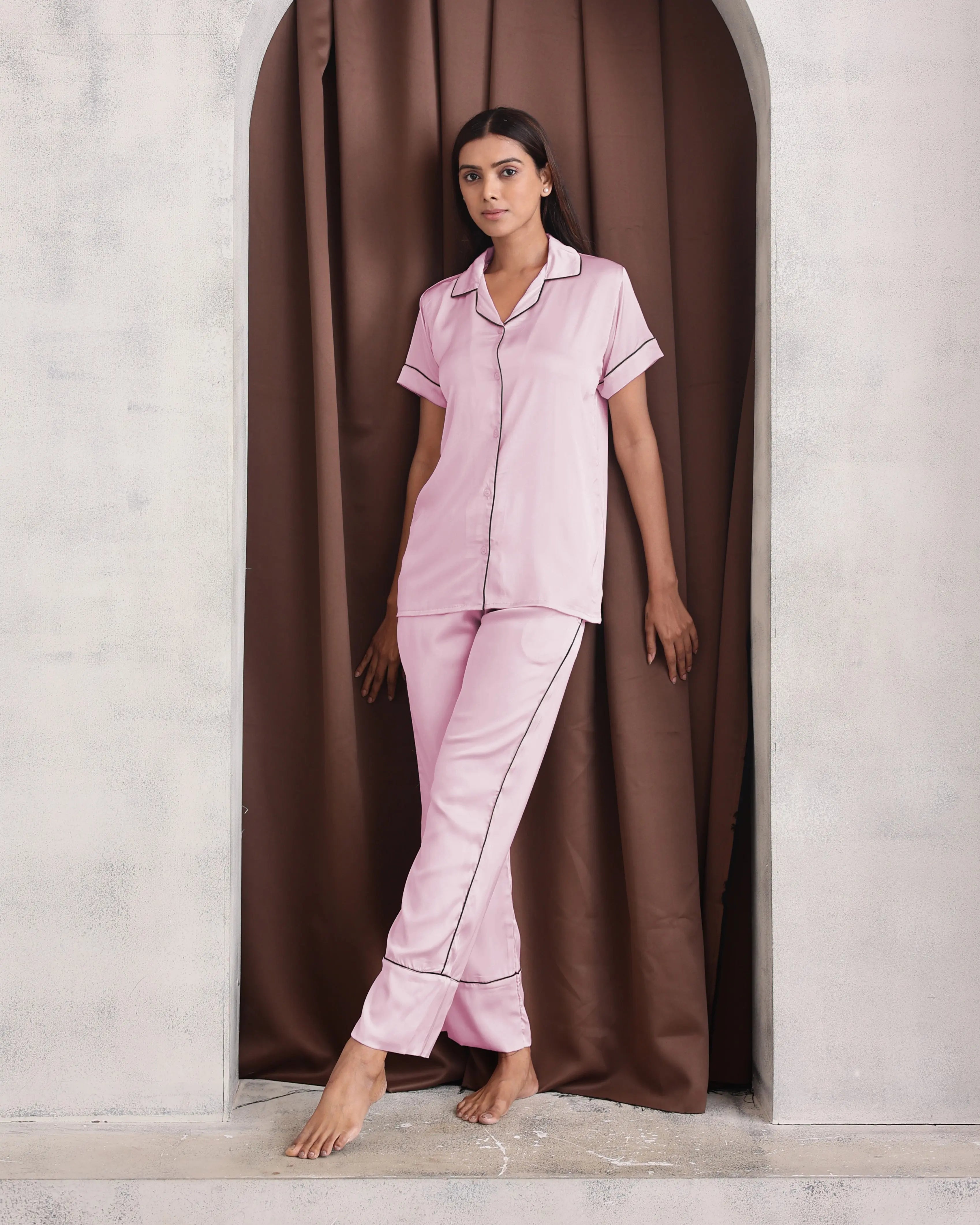 Baby Pink Luxe Satin PJ Set House of Comfort
