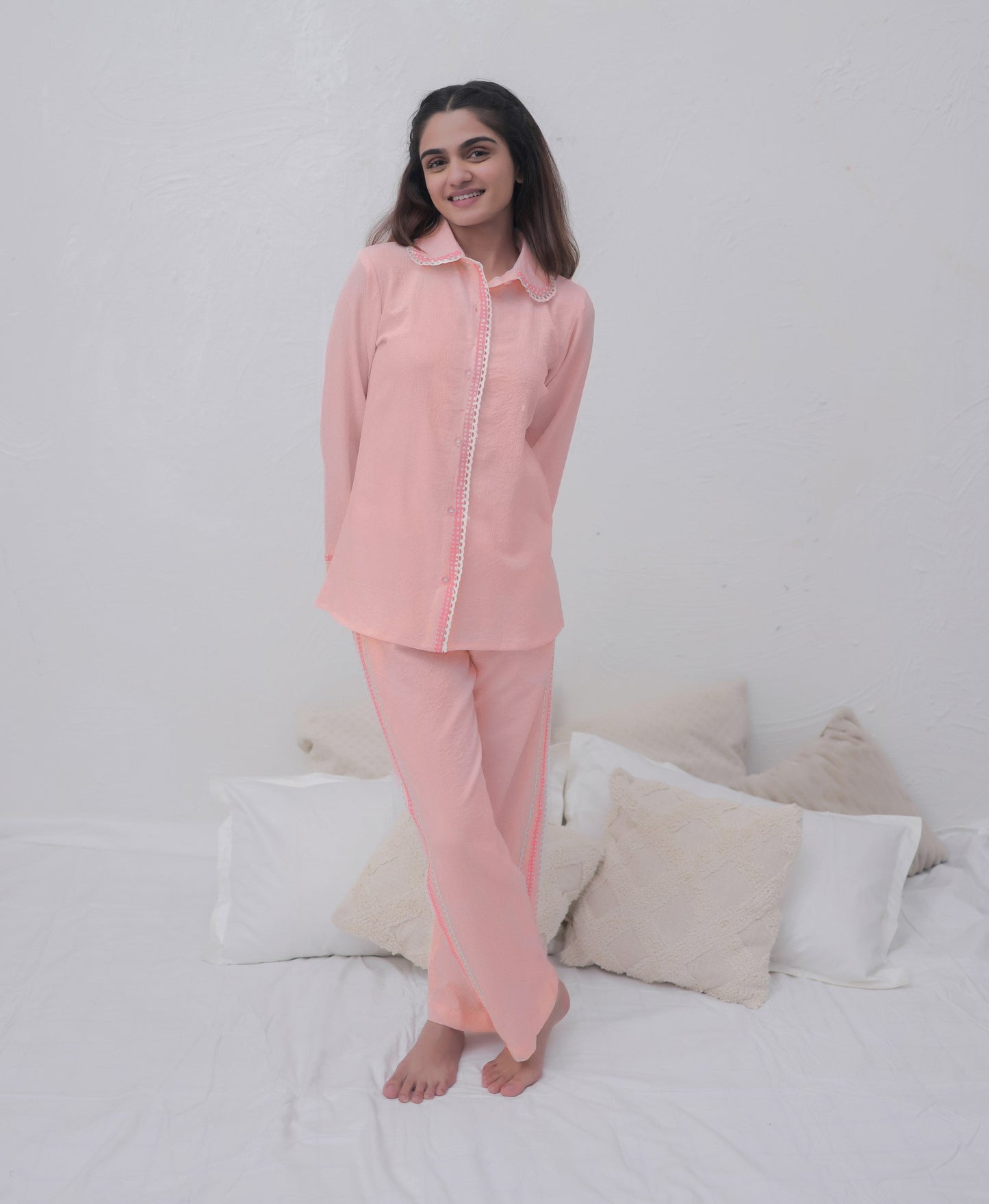 Baby Pink Textured PJ Set House of Comfort