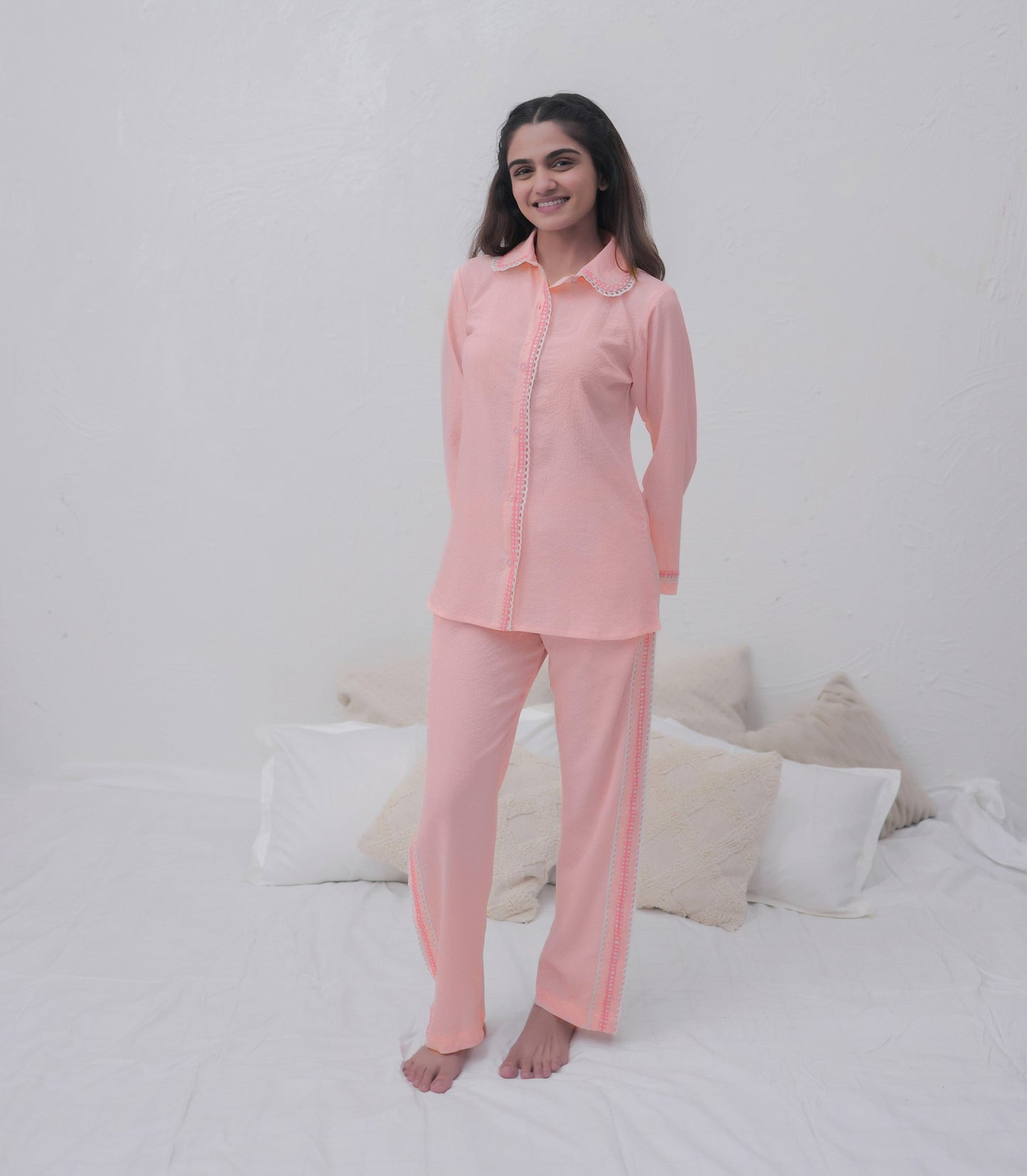 Baby Pink Textured PJ Set House of Comfort