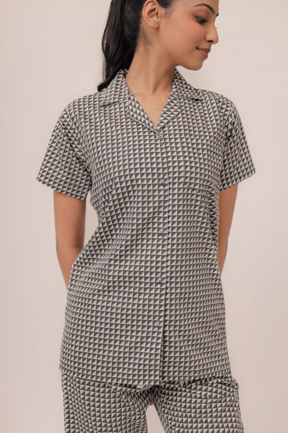 The Monochrome Magic Couple PJ Set-Female thehouseofcomfort