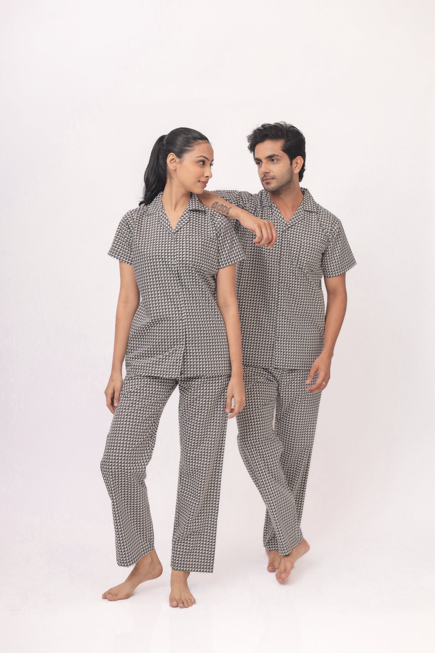 The Monochrome Magic Couple PJ Set-Female thehouseofcomfort