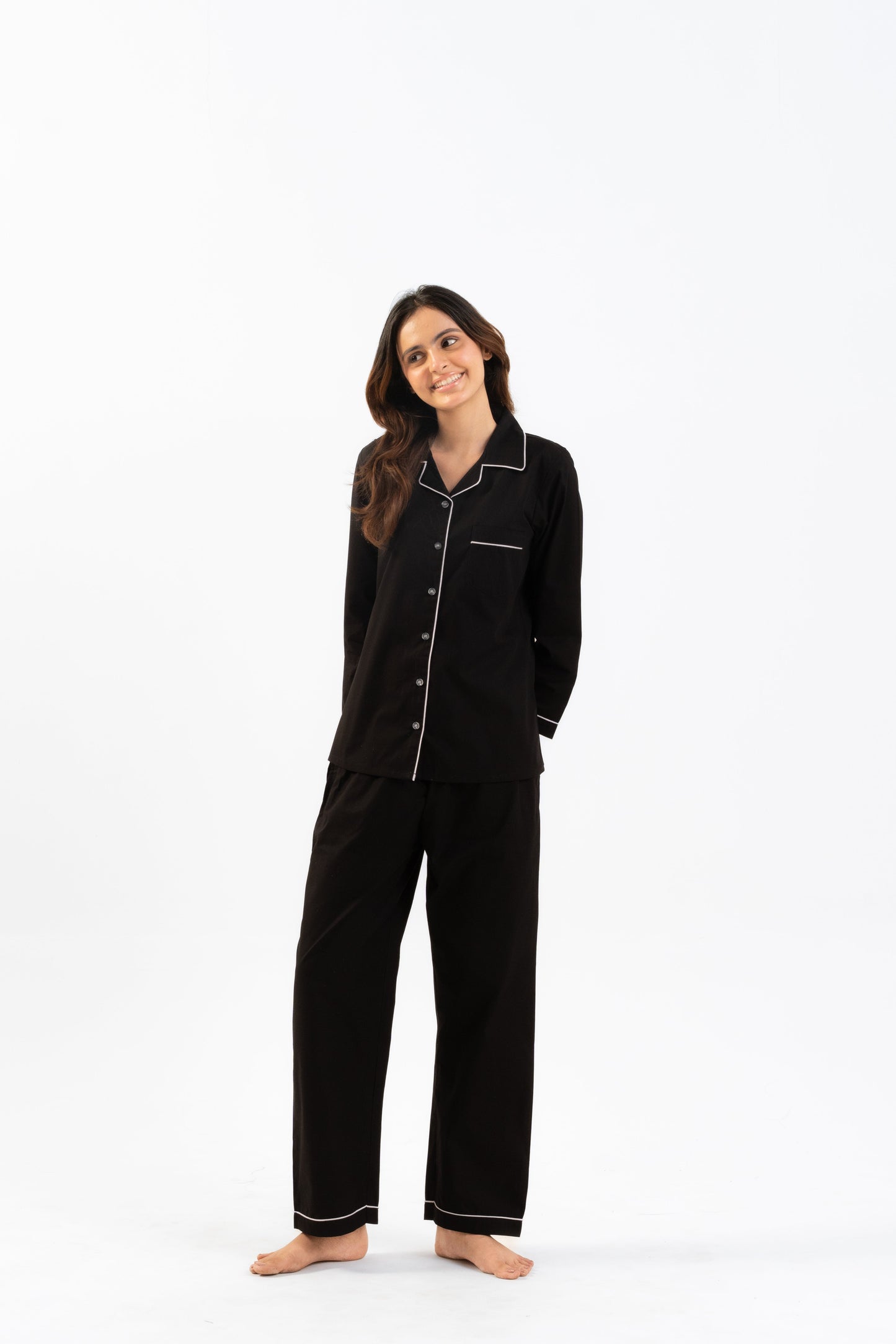 Black Cotton PJ Set - Female House of Comfort