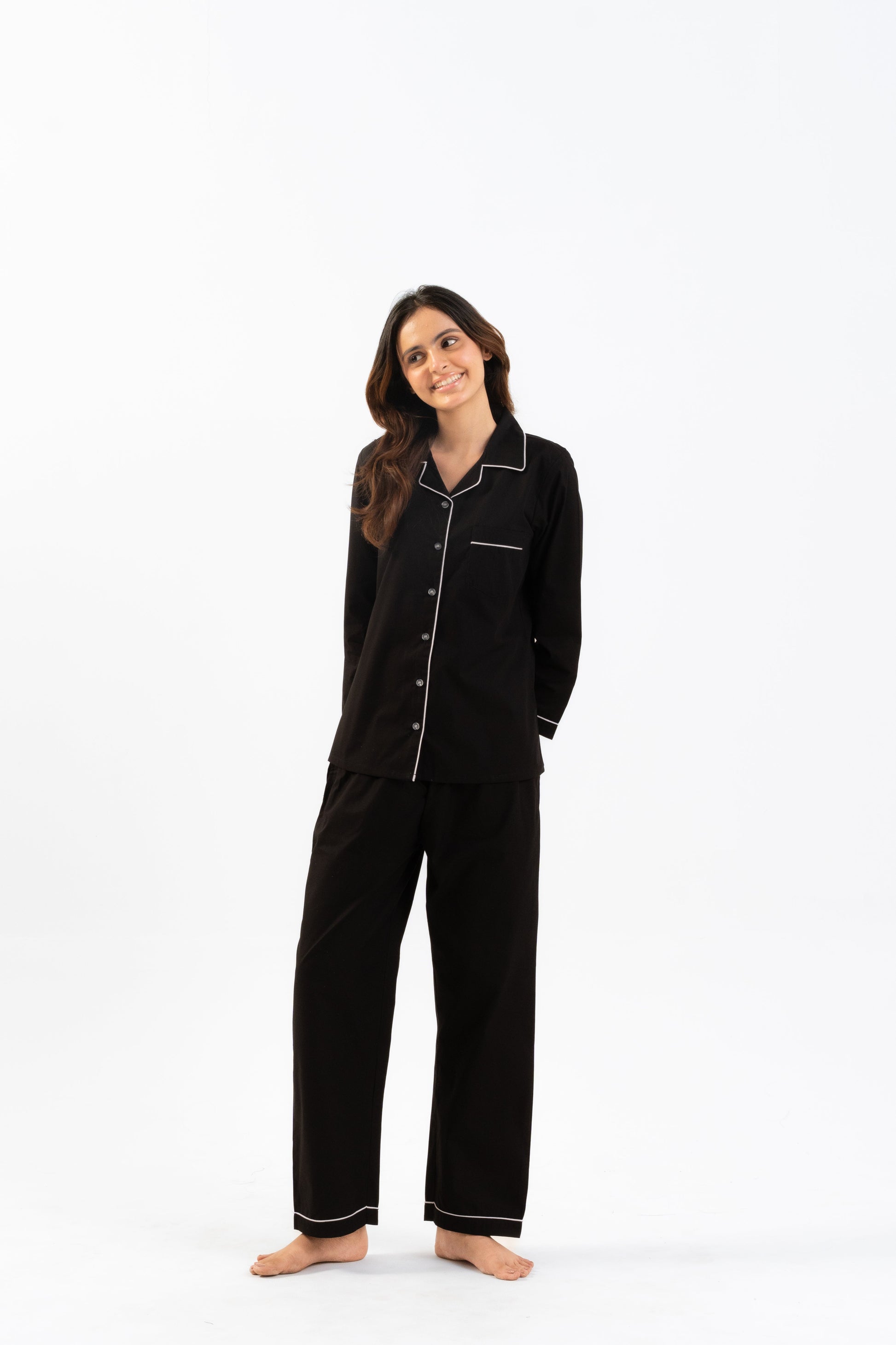 Black Cotton PJ Set - Female House of Comfort