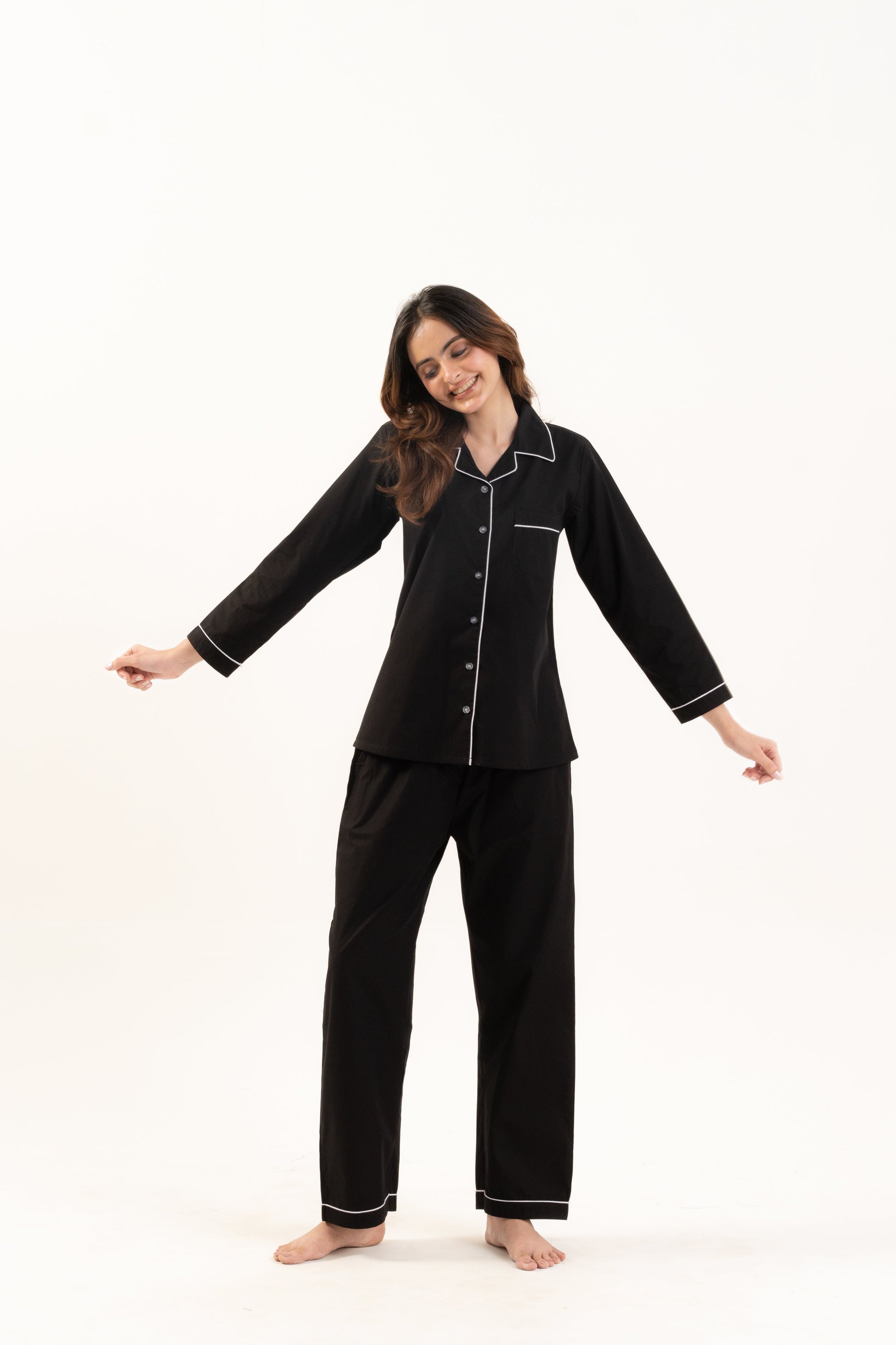 Black Cotton PJ Set - Female House of Comfort