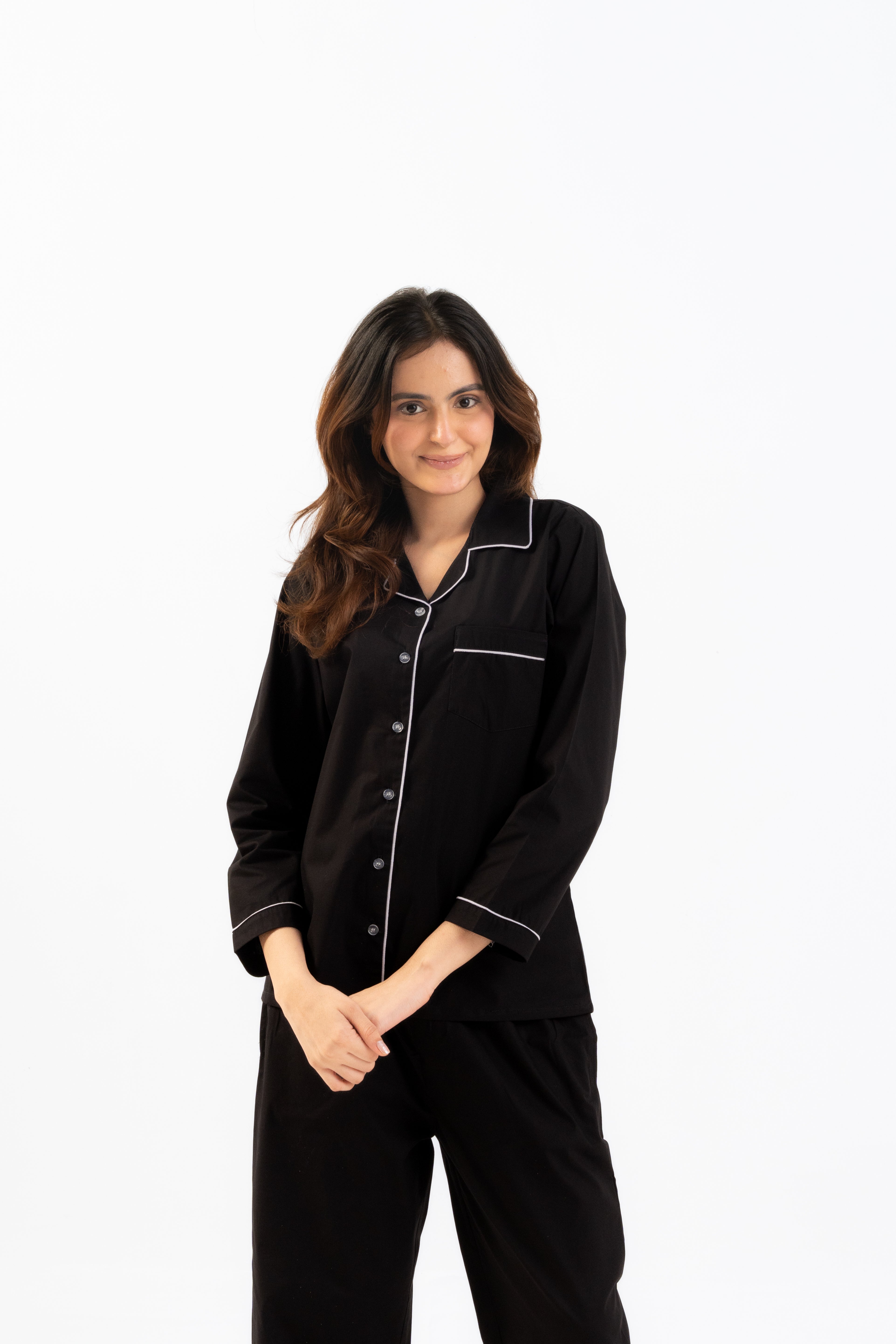 Black Cotton PJ Set - Female House of Comfort