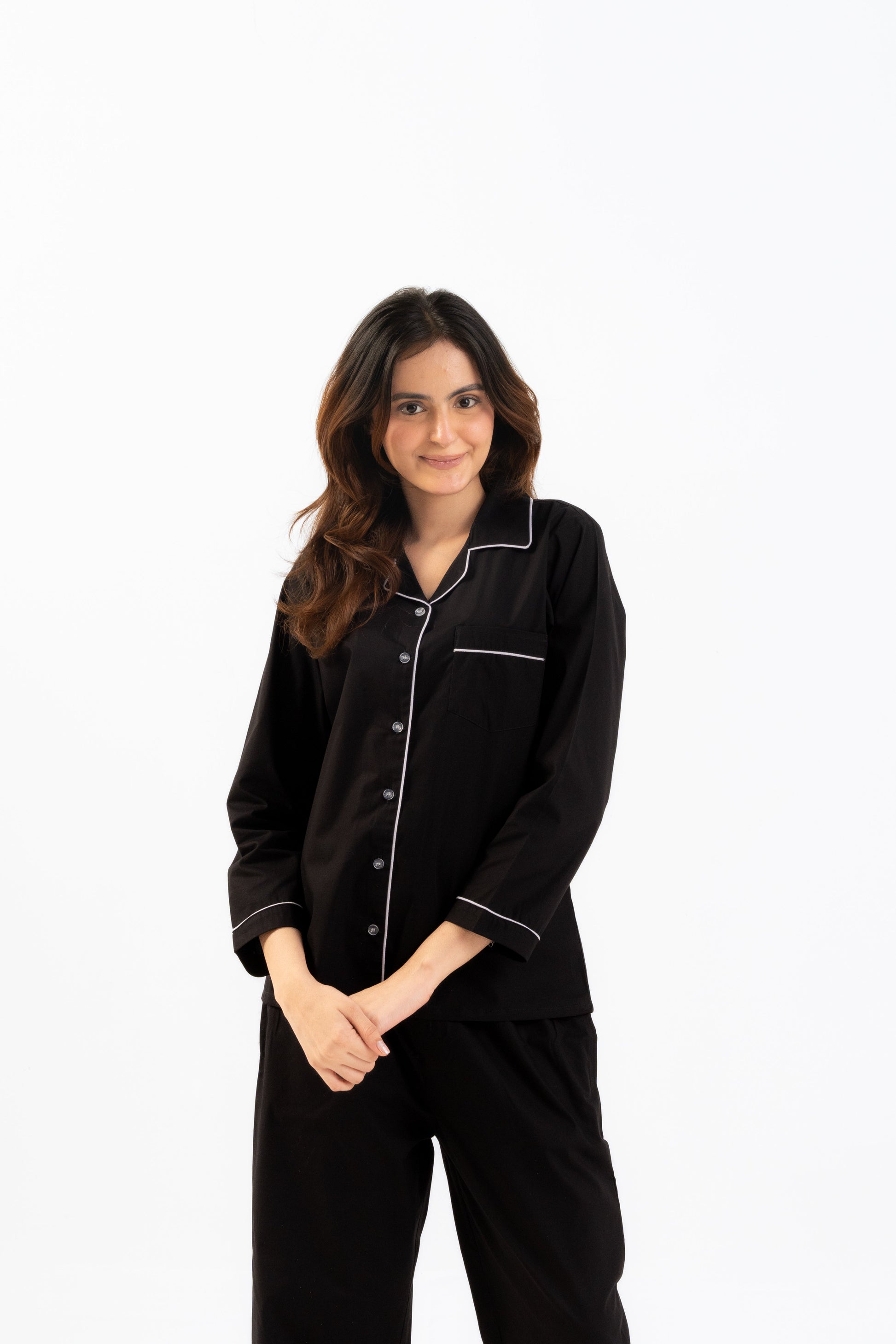 Black Cotton PJ Set - Female House of Comfort