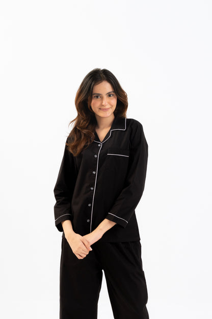 Black Cotton PJ Set - Female House of Comfort