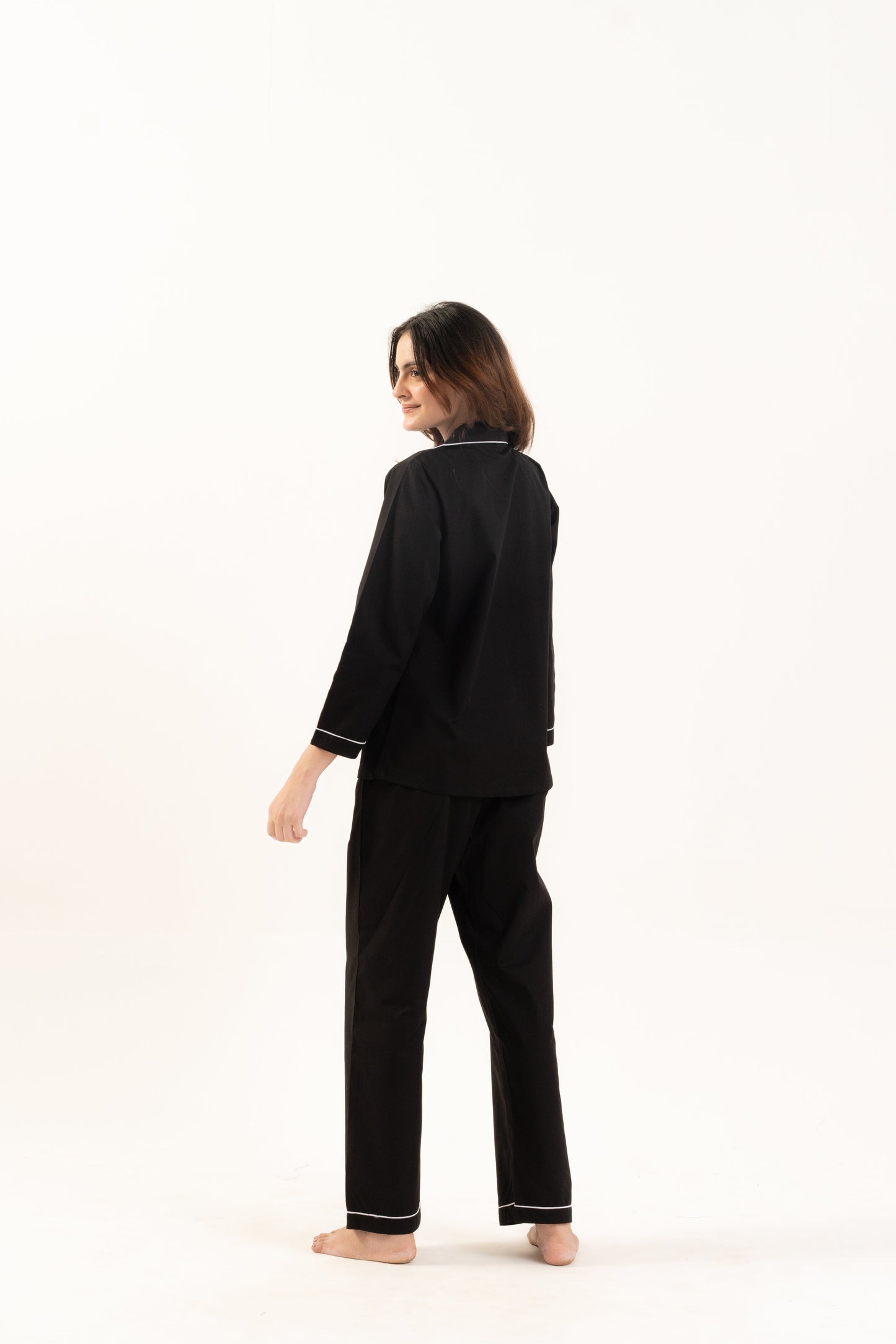 Black Cotton PJ Set - Female House of Comfort