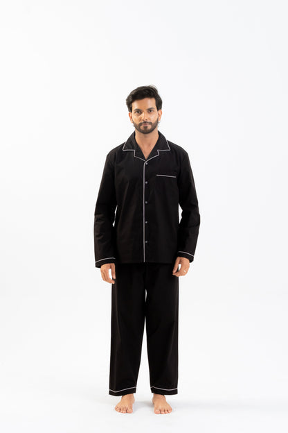 Black Cotton PJ Set - Male House of Comfort
