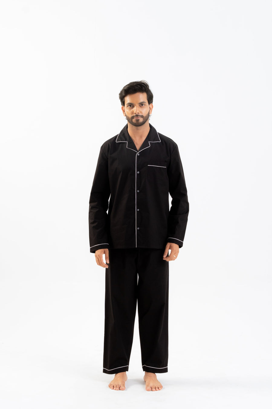 Black Cotton PJ Set - Male House of Comfort