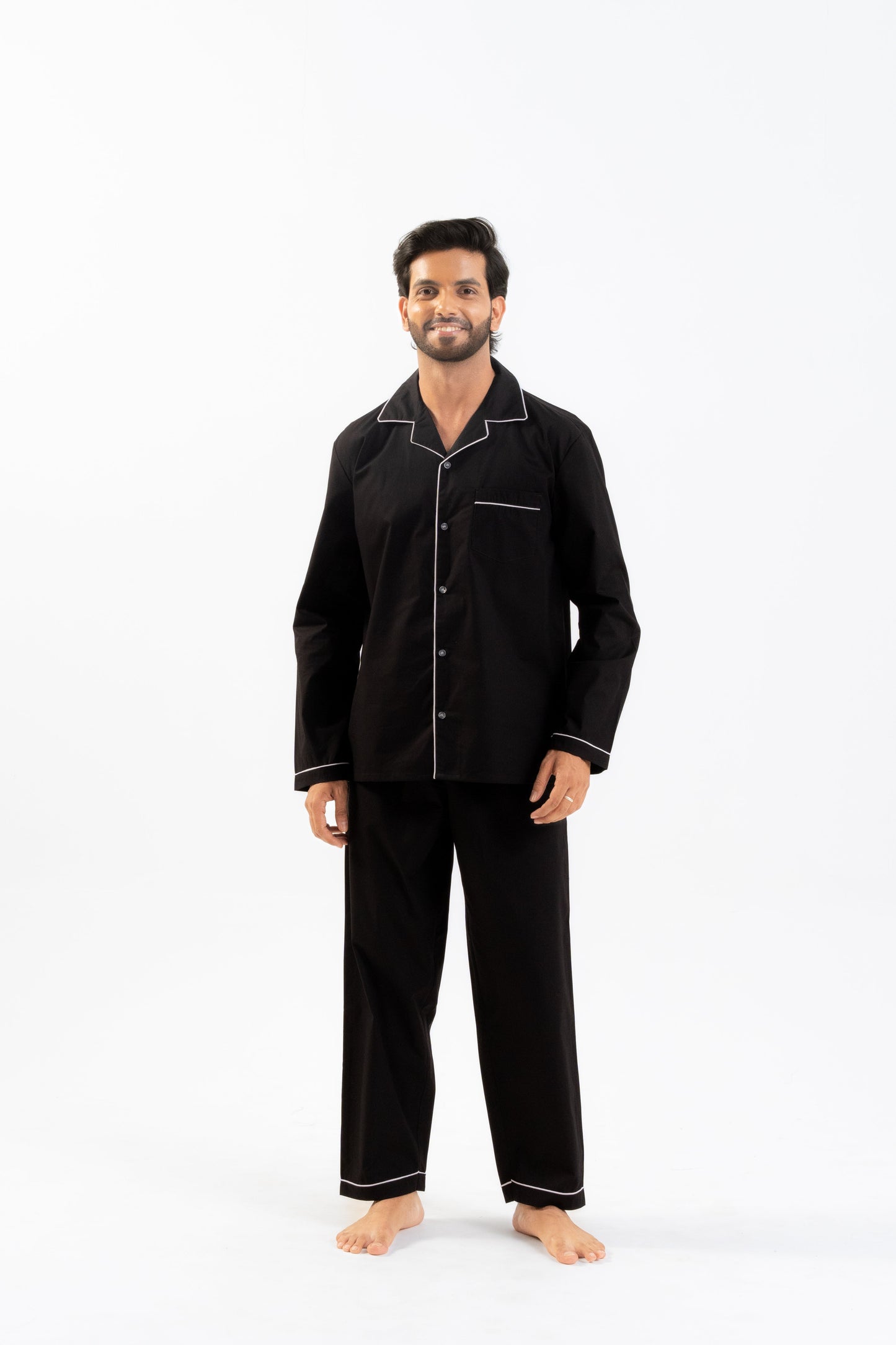 Black Cotton PJ Set - Male House of Comfort