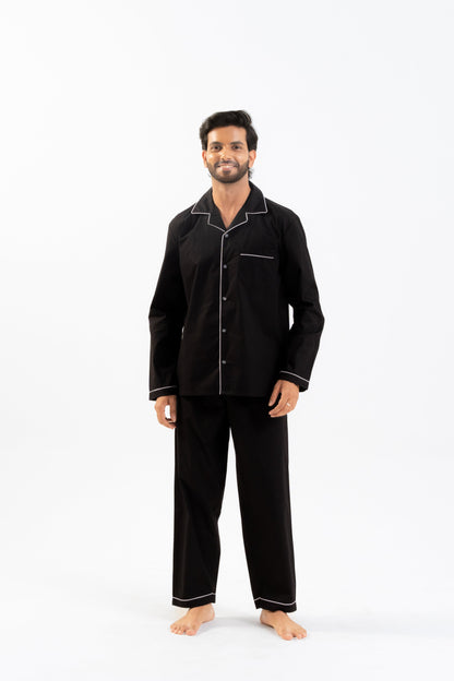 Black Cotton PJ Set - Male House of Comfort