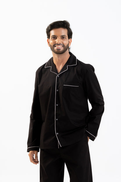 Black Cotton PJ Set - Male House of Comfort