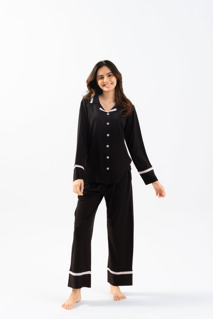 Black Lycra PJ Set House of Comfort
