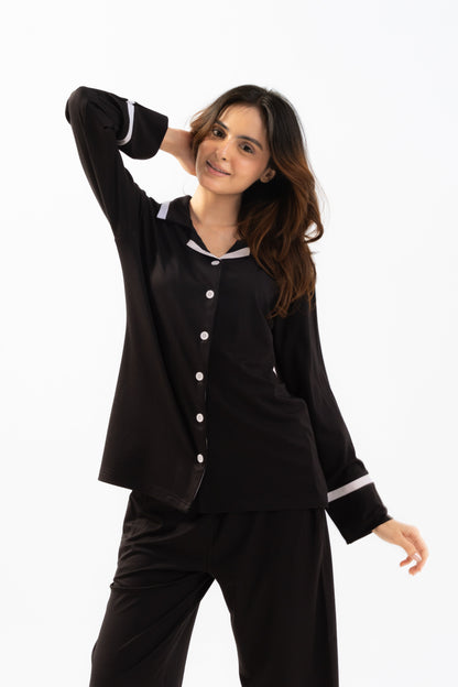Black Lycra PJ Set House of Comfort