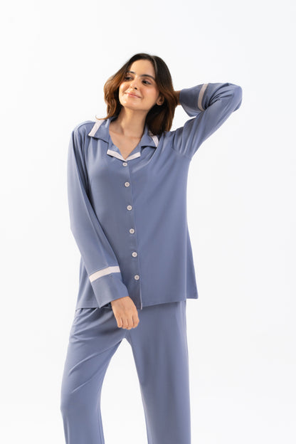 Blue Green Lycra PJ Set House of Comfort