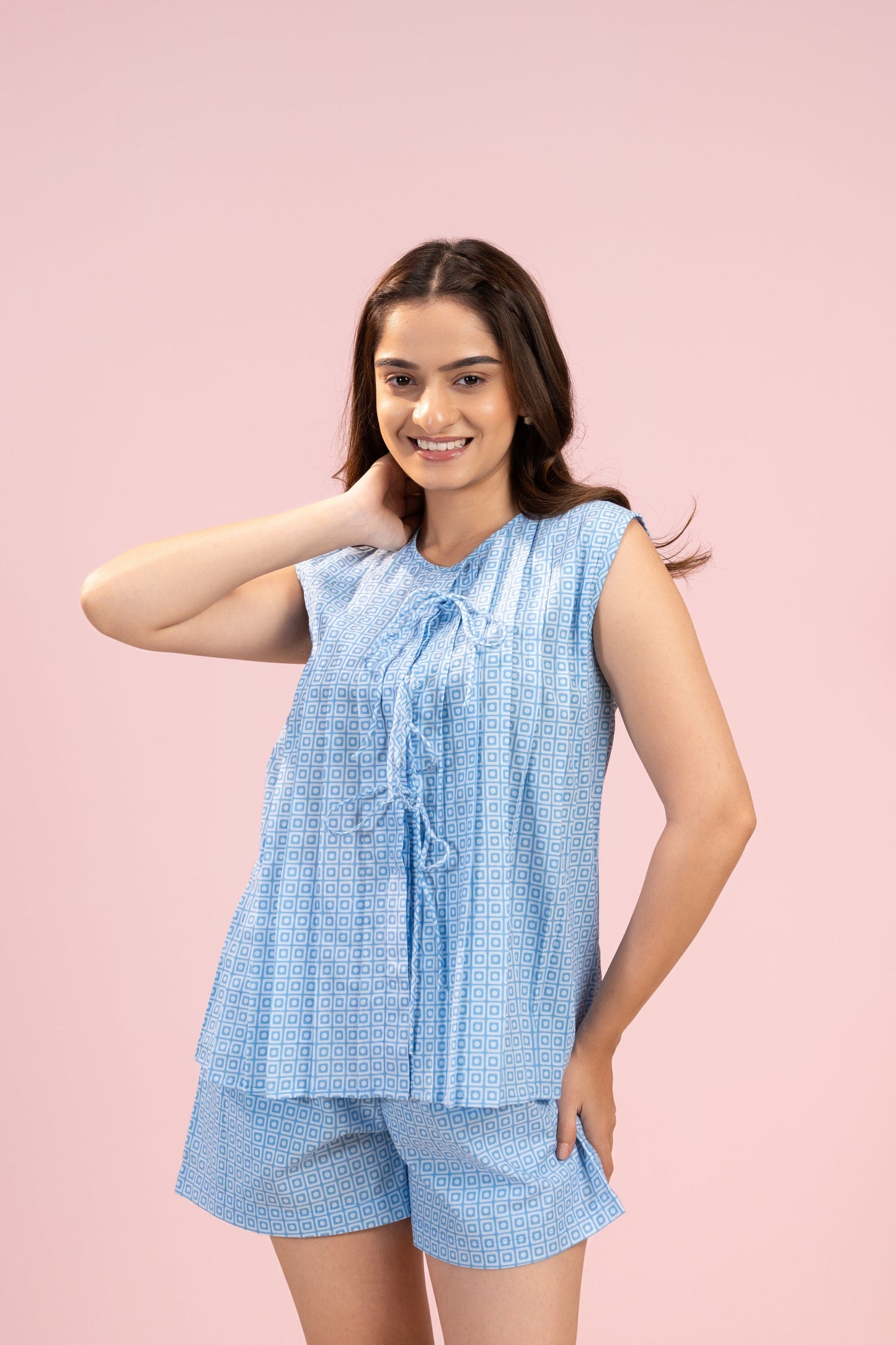Blue Matrix Shorts Set House of Comfort