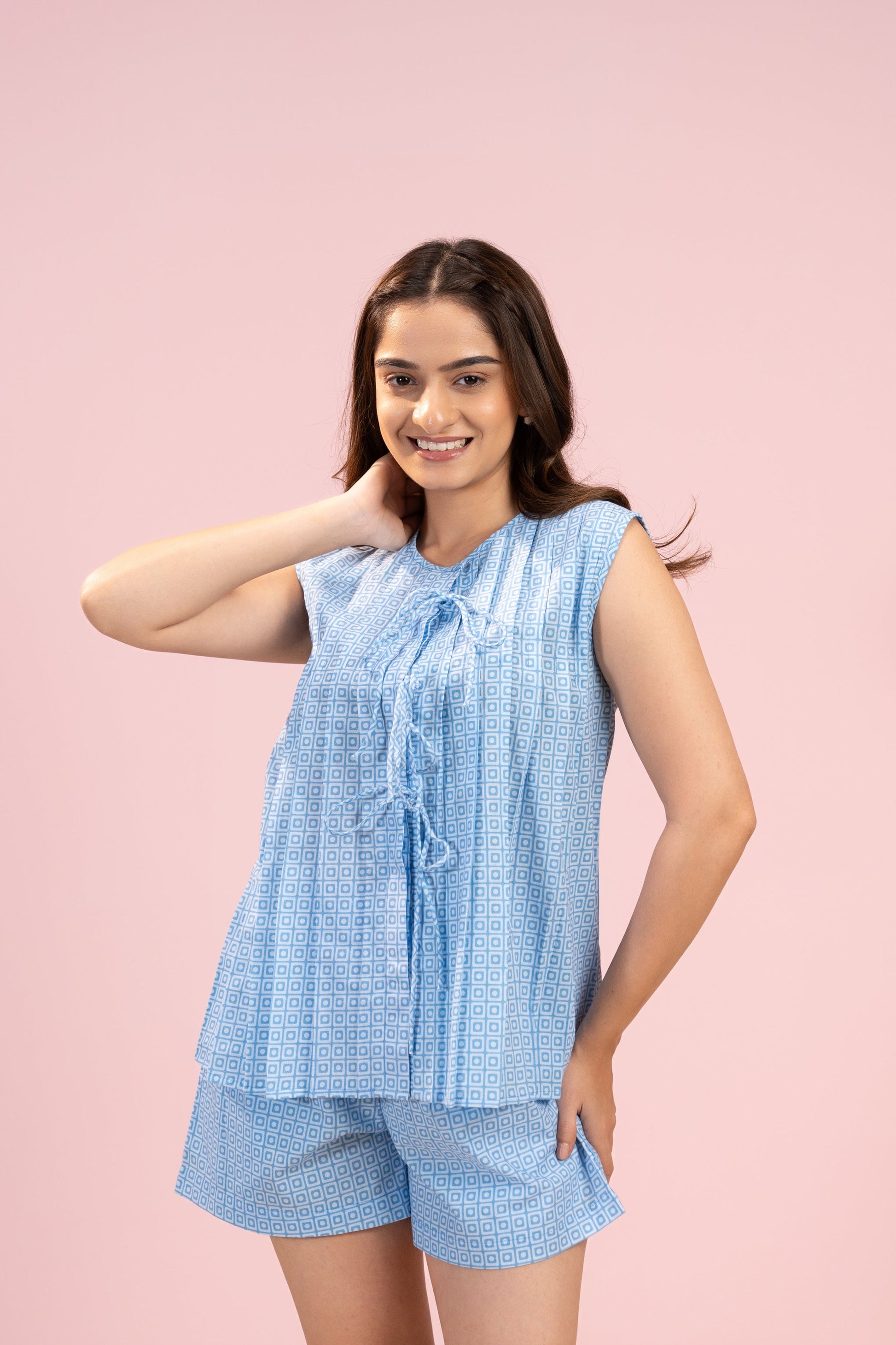 Blue Matrix Shorts Set House of Comfort