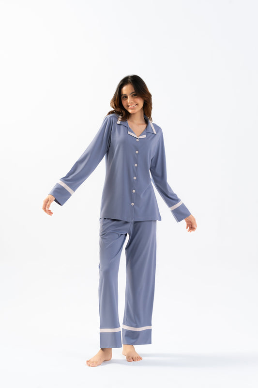 Blue Lycra PJ Set House of Comfort