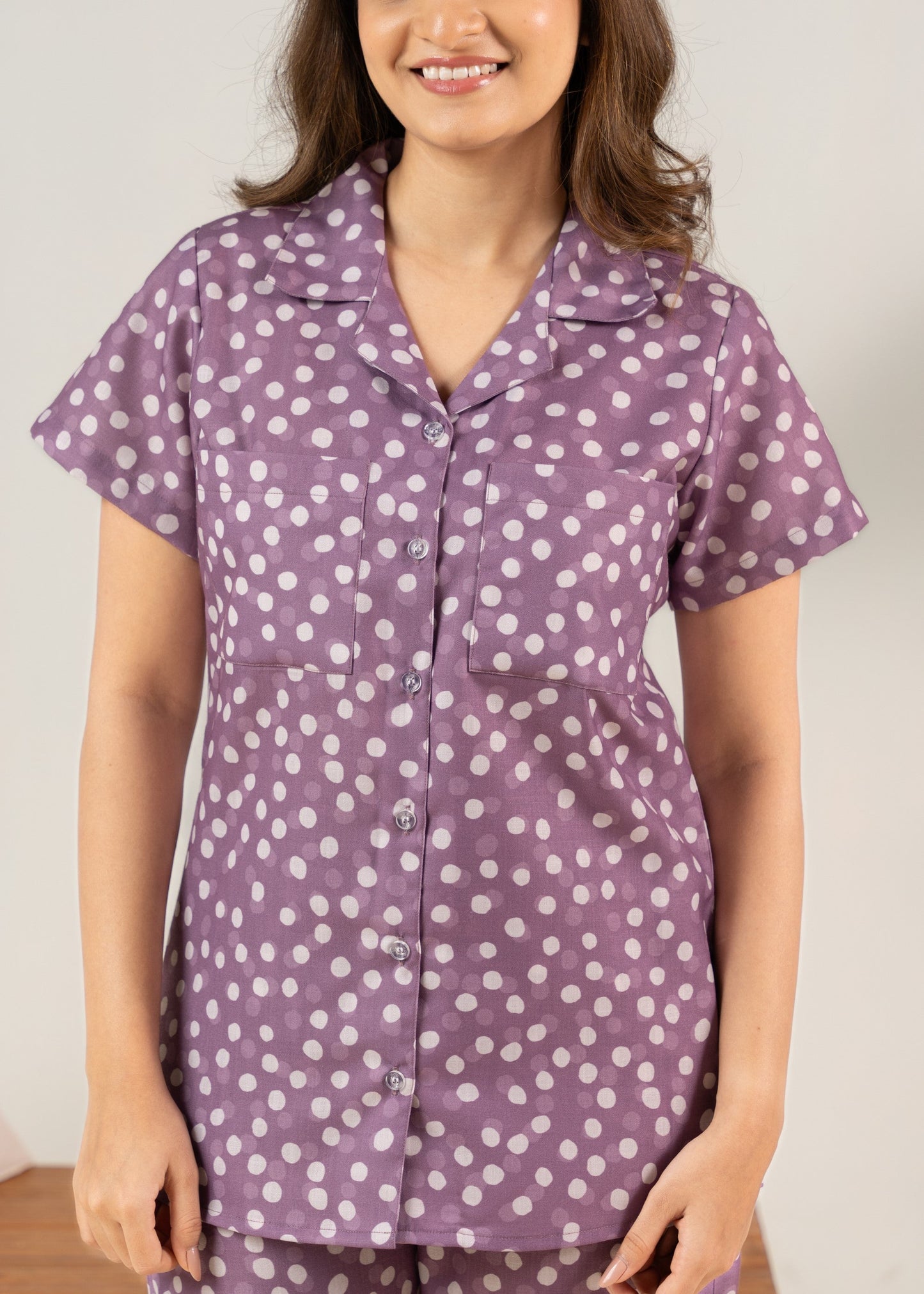 Blush Plum Dots Braless PJ Set House of Comfort