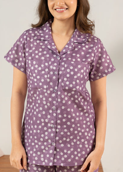 Blush Plum Dots Braless PJ Set House of Comfort