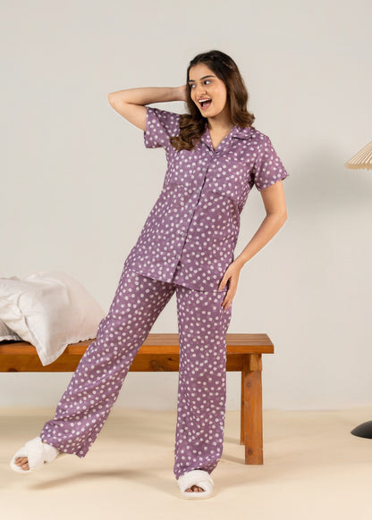 Blush Plum Dots Braless PJ Set House of Comfort
