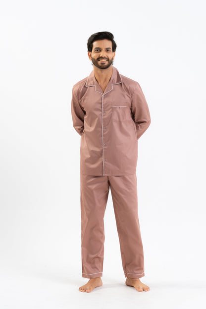 Brown Cotton PJ Set - Male House of Comfort