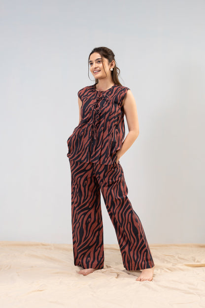 Brown Zebra PJ Set House of Comfort