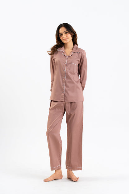 Brown Cotton PJ Set - Female House of Comfort