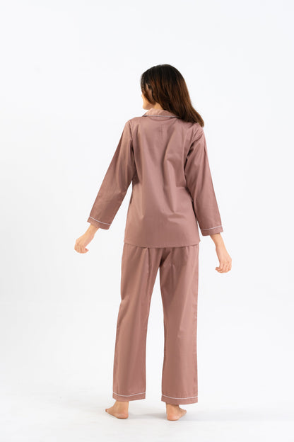 Brown Cotton PJ Set - Female House of Comfort