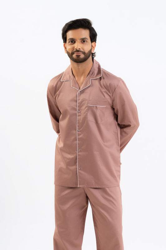 Brown Cotton PJ Set - Male House of Comfort