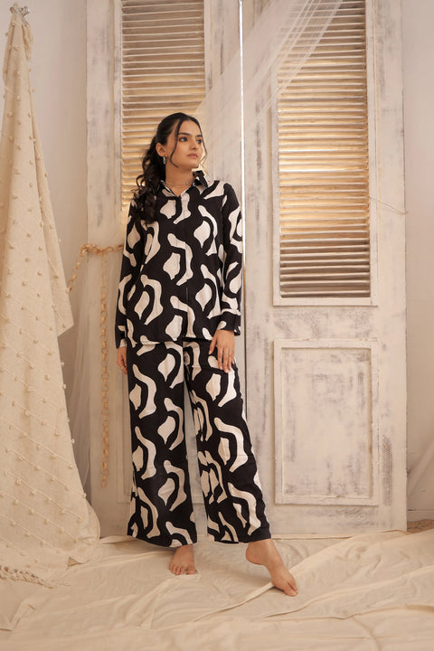 Black & White Glam Co-ord Set House of Comfort