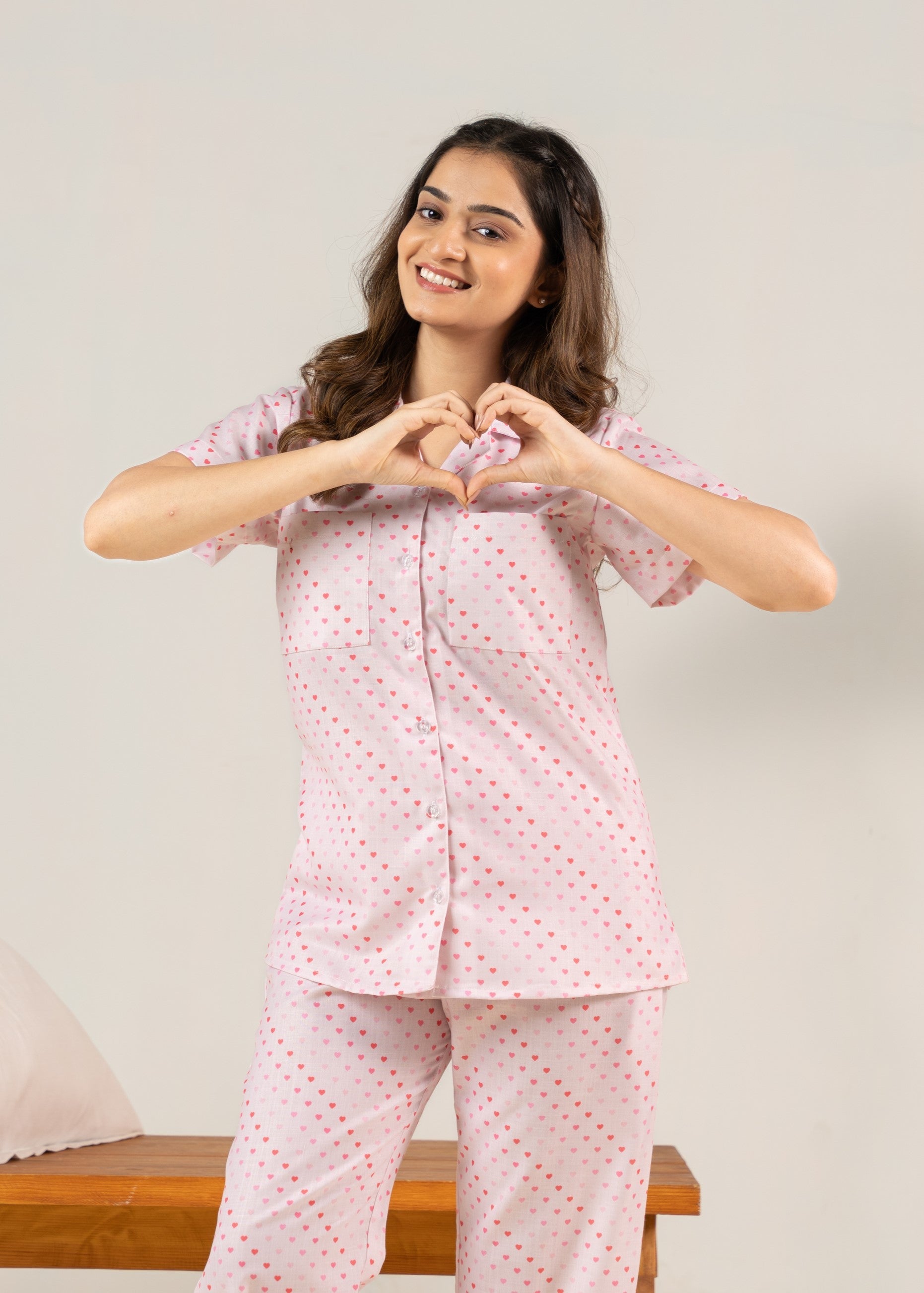 Confetti Hearts Braless PJ Set House of Comfort