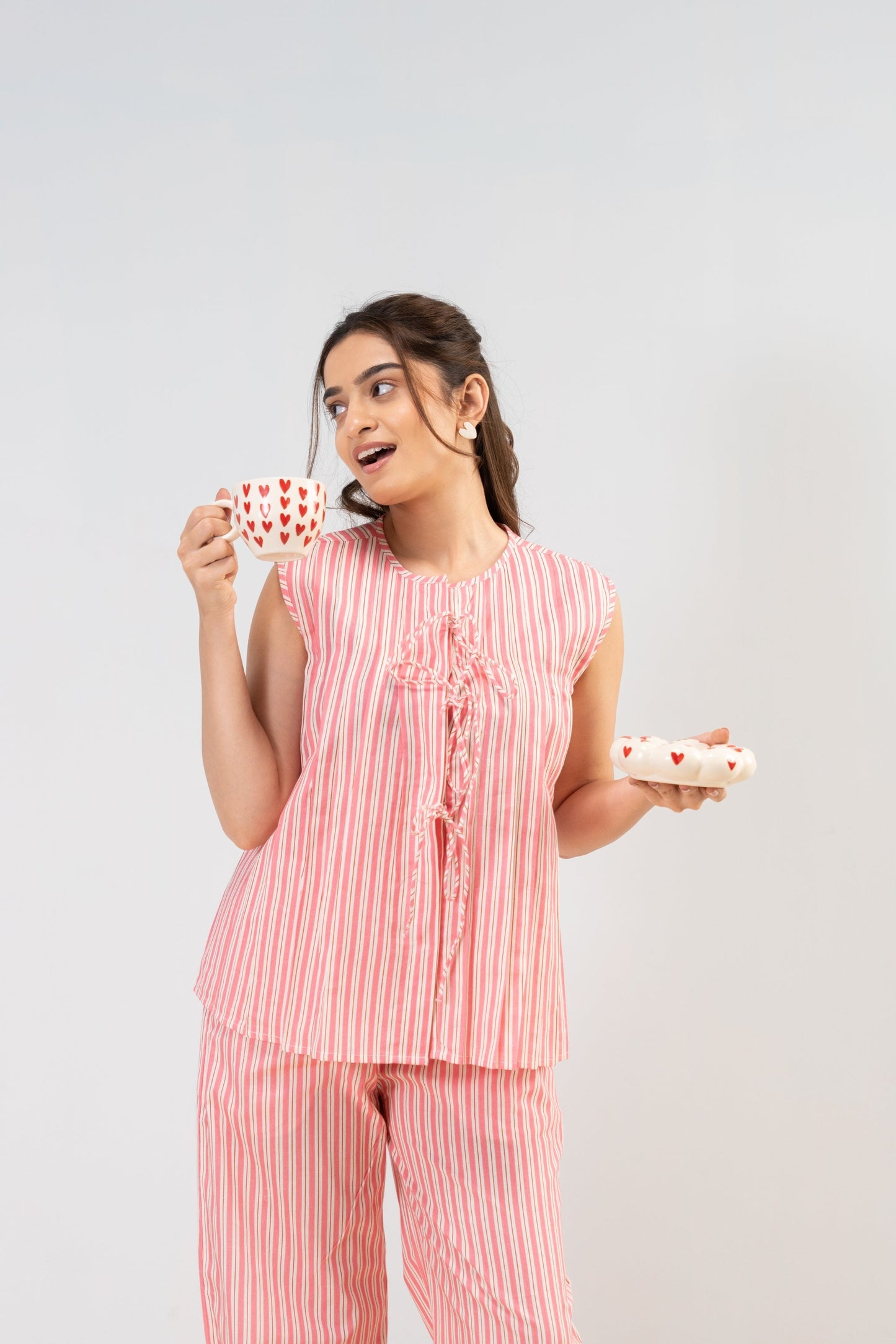 Coral Stripes PJ Set House of Comfort