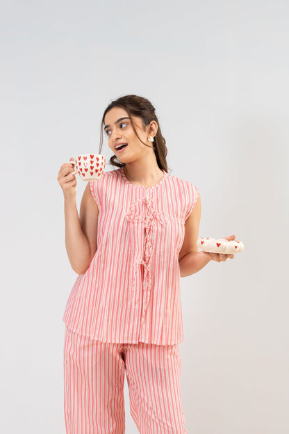 Coral Stripes PJ Set House of Comfort