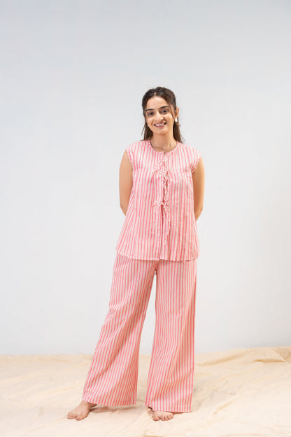 Coral Stripes PJ Set House of Comfort