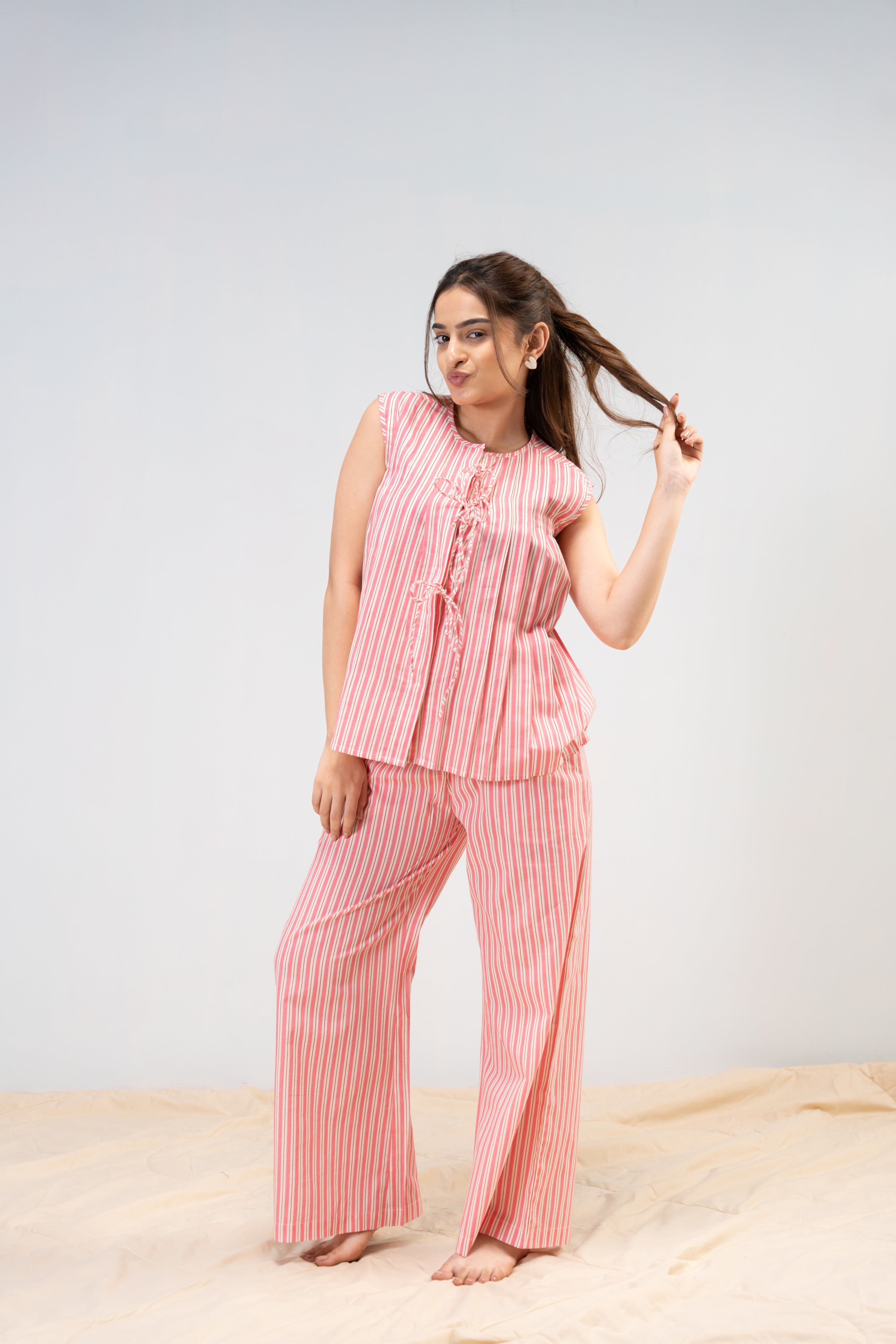 Coral Stripes PJ Set House of Comfort