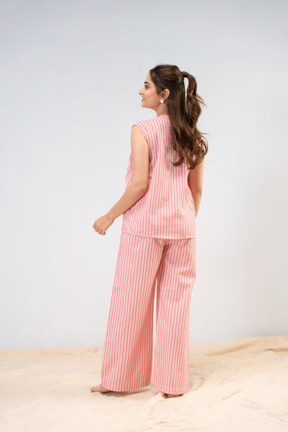 Coral Stripes PJ Set House of Comfort