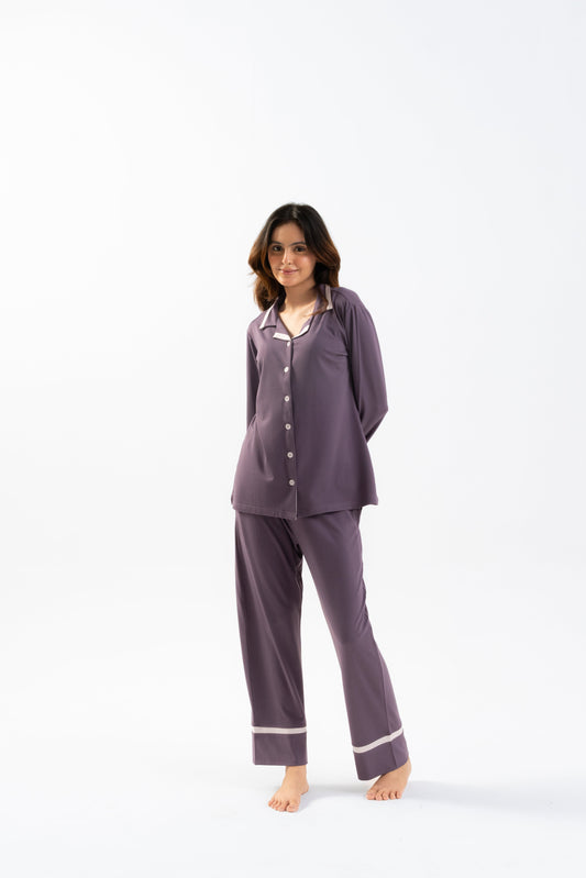 Dusty Purple Lycra PJ Set House of Comfort
