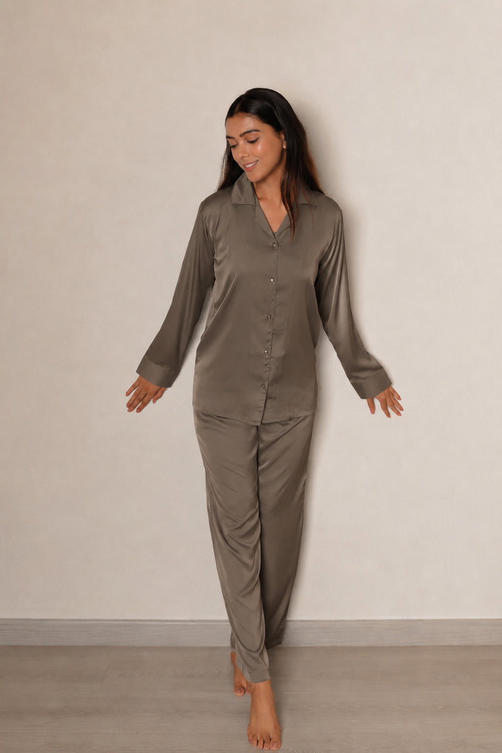 Earthy Olive Luxe Satin PJ Set House of Comfort