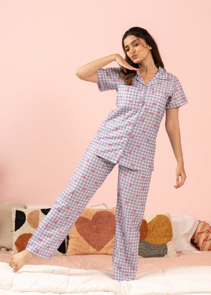Gingham Bloom Braless PJ Set House of Comfort